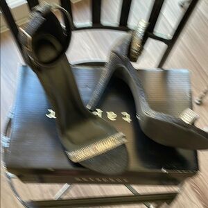 Elegant Black and Silver Women's Heels